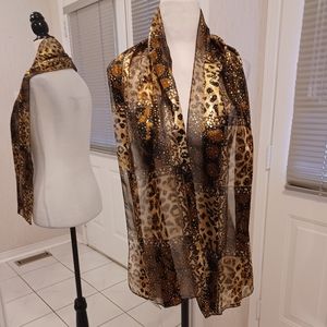 4/$40 Silky Sheer Gold Animal Print Scarf/Wrap